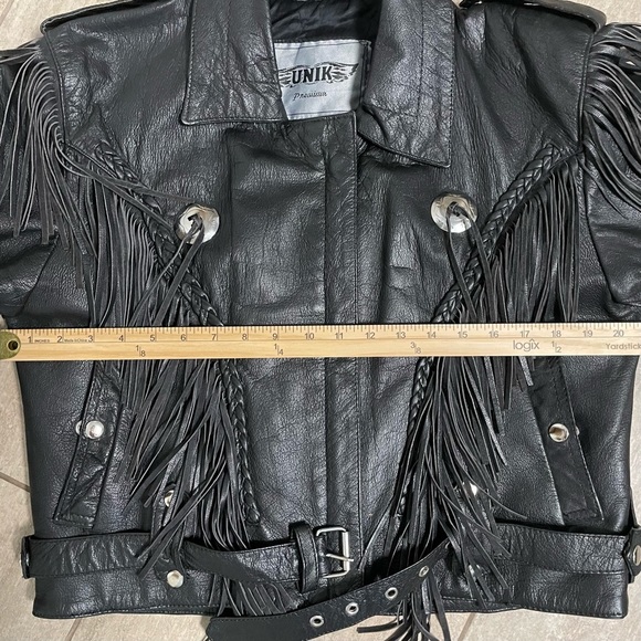 VTG UNIK Premium Black Fringe Conchos Leather Motorcycle Jacket Size… - Picture 11 of 16